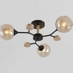 Потолочная люстра Reluce 01501-0.3-03 BK+WOOD