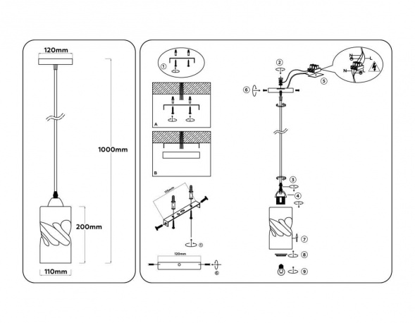 Светильник подвесной со стеклянным плафоном Ambrella light Traditional TR3413