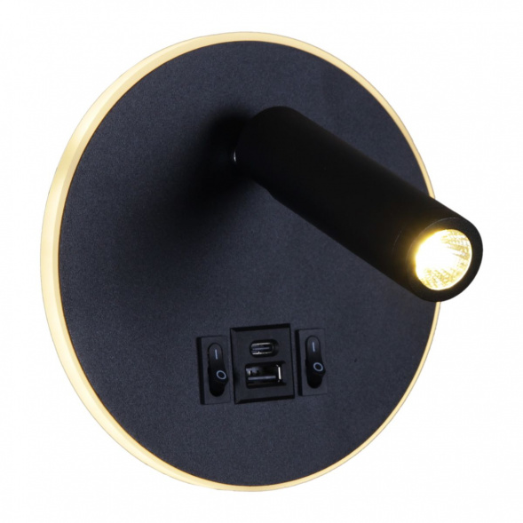 Настенный светодиодный светильник Reluce 86203-9.2-001KT LED12W+USB BK