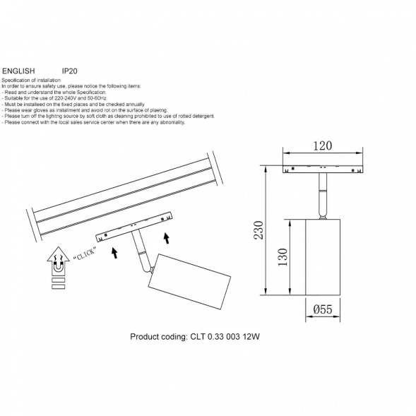 Трековый магнитный светильник Crystal Lux CLT 0.33 003 12W BL TUYA