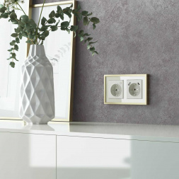 Рамка Werkel Baguette на 2 поста айвори/латунь W0022851 4690389185748