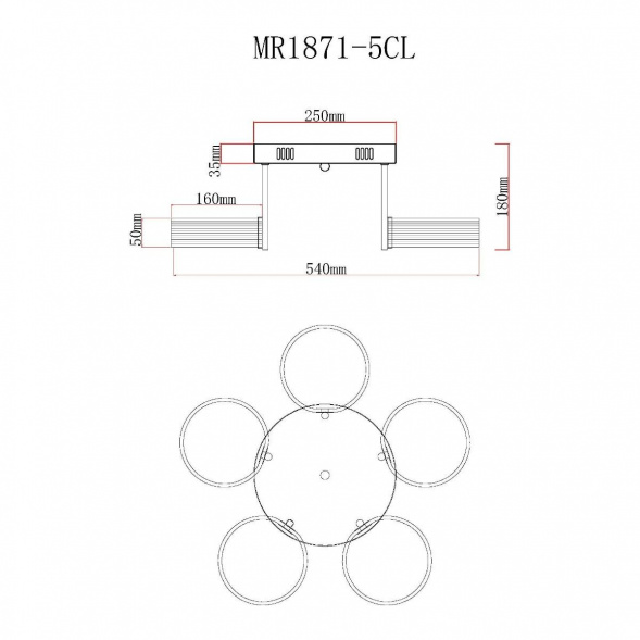 Потолочная светодиодная люстра MyFar Vinsent MR1871-5CL