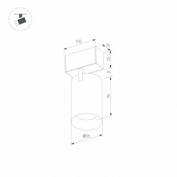 Трековый светодиодный светильник Arlight Mag-Spot-25-R90-9W Warm3000 035001