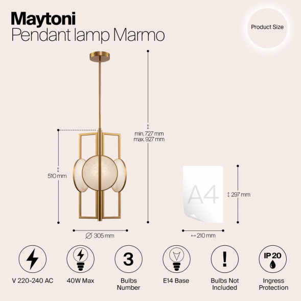 Подвесная люстра Maytoni Marmo MOD099PL-03G