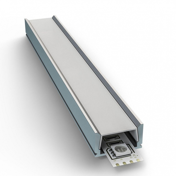 Профиль накладной с рассеивателем серебро 2м. Apeyron 08-01