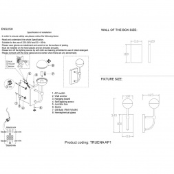Бра Crystal Lux Truena AP1 Nickel