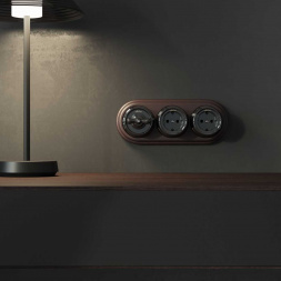 Выключатель двухклавишный на 4 положения Werkel Ретро черный W5620008 4690389166747