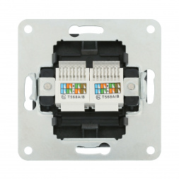 Розетка LK Studio компьютерная двойная 2хRJ-45 кат.5е с накладкой (серебристый металлик) LK80 846203-1