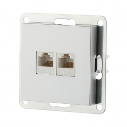 Розетка LK Studio компьютерная двойная 2хRJ-45 кат.5е с накладкой (серебристый металлик) LK80 846203-1