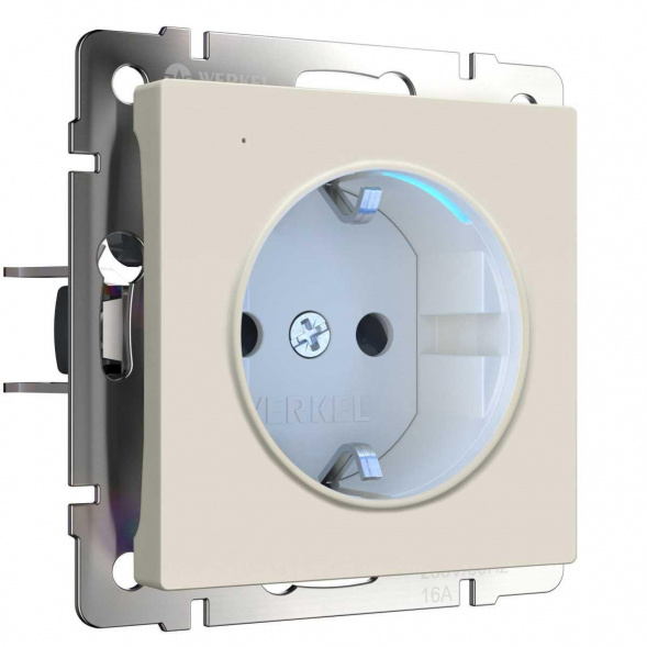 Розетка с заземлением Werkel с подсветкой айвори матовый W1171462 4690389191985
