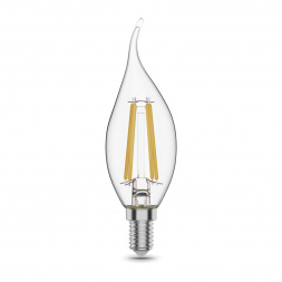 Лампа светодиодная филаментная Gauss E14 11W 4100К прозрачная 104801211
