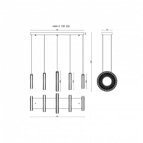 Подвесная светодиодная люстра iLedex Crystal ice 4460-5 72W TGD