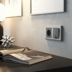 Выключатель Werkel двухклавишный с подсветкой графит W1120164 4690389194368