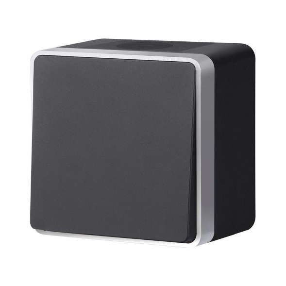 W5010234/ Выключатель одноклавишный влагозащищенный Gallant (черный с серебром)