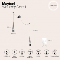 Подвесной светодиодный светильник Maytoni Sintesi P090WL-L24CH3K