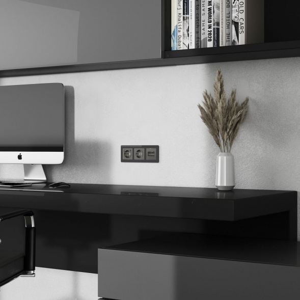 Накладка для двойной розетки Еthernet RJ-45 Werkel графит акрил W1191144 4690389197581