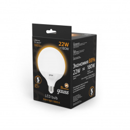 Лампа светодиодная Gauss E27 22W 3000K матовая 105102122