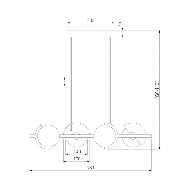Подвесная люстра Eurosvet Moity 70149/4 черный/латунь