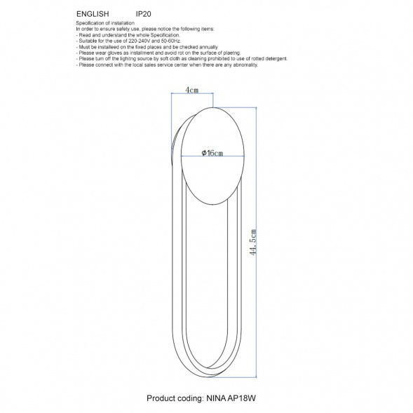 Настенный светодиодный светильник Crystal Lux Nina AP18W Led Brass