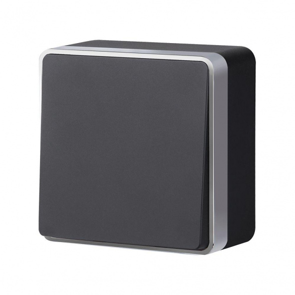 W5012034/ Выключатель одноклавишный проходной Gallant (черный с серебром)