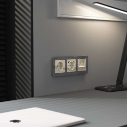 Накладка для двойной розетки Еthernet RJ-45 Werkel айвори акрил W1191143 4690389197222