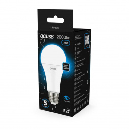 Лампа светодиодная Gauss E27 22W 6500K матовая 102502322