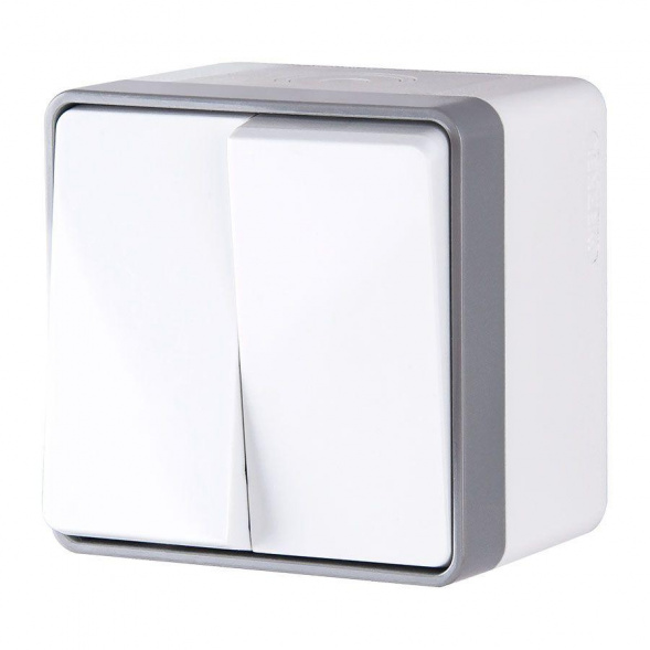 Выключатель Werkel двухклавишный влагозащищенный Gallant белый WL15-03-02 4690389102141