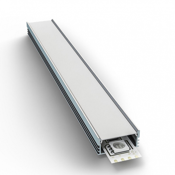 Профиль накладной с рассеивателем серебро 2м. Apeyron 08-10
