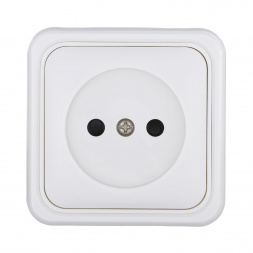 Розетка LK Studio открытой установки без заземляющих контактов с защитными шторками (белый) 813304