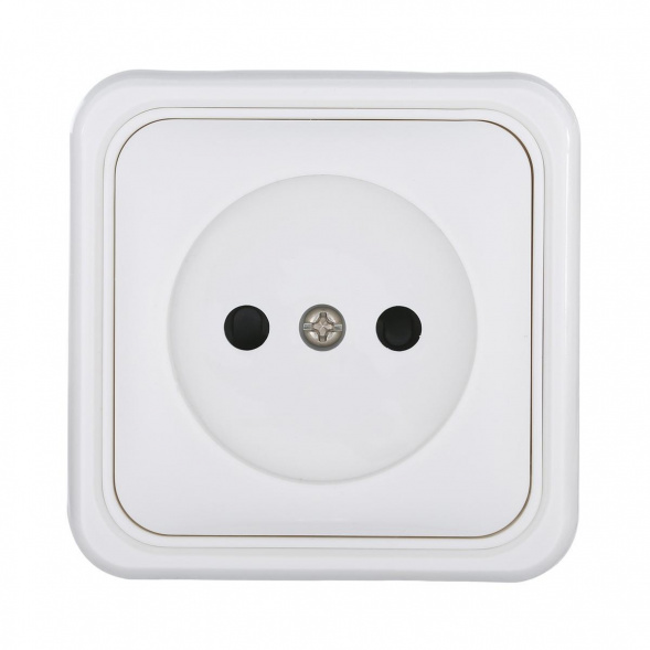 Розетка LK Studio открытой установки без заземляющих контактов с защитными шторками (белый) 813304