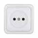 Розетка LK Studio открытой установки без заземляющих контактов с защитными шторками (белый) 813304