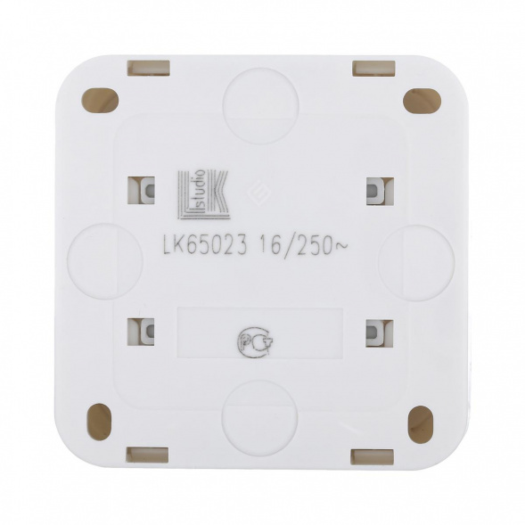 Розетка LK Studio открытой установки без заземляющих контактов с защитными шторками (белый) 813304