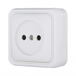 Розетка LK Studio открытой установки без заземляющих контактов с защитными шторками (белый) 813304