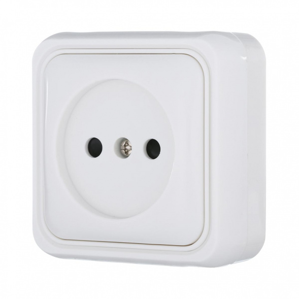 Розетка LK Studio открытой установки без заземляющих контактов с защитными шторками (белый) 813304