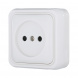 Розетка LK Studio открытой установки без заземляющих контактов с защитными шторками (белый) 813304