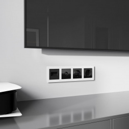 Накладка для двойной розетки Еthernet RJ-45 Werkel черный акрил W1191148 4690389197802