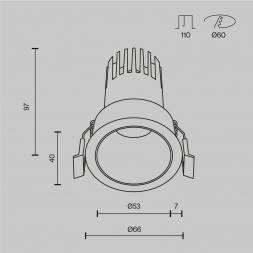Встраиваемый светильник Maytoni Technical Dip DL116-10W-2.7K-W