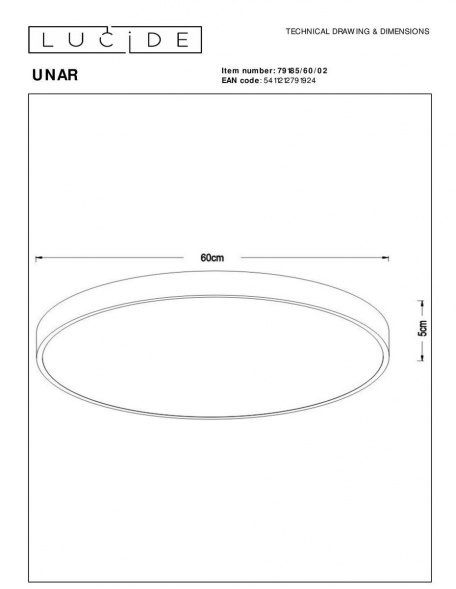 Потолочный светодиодный светильник Lucide Unar 79185/60/02