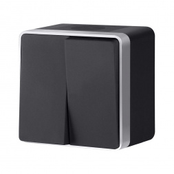 W5020234/ Выключатель двухклавишный влагозащищенный Gallant (черный с серебром)