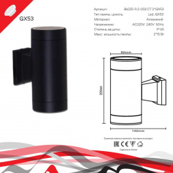 Уличный настенный светильник Reluce 86225-9.2-002CT 2*GX53 BK