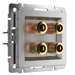 Акустическая розетка Werkel х4 серебряная рифленая WL09-AUDIOx4 4690389085024