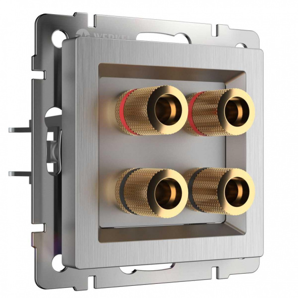 Акустическая розетка Werkel х4 серебряная рифленая WL09-AUDIOx4 4690389085024