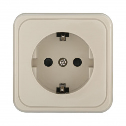 Розетка LK Studio открытой установки с заземляющими контактами и защитными шторками (бежевый) 813201