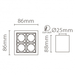 Потолочный светодиодный светильник Fiberli XC002-4T 12120202