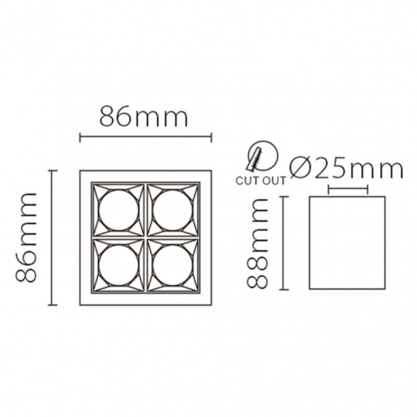 Потолочный светодиодный светильник Fiberli XC002-4T 12120202