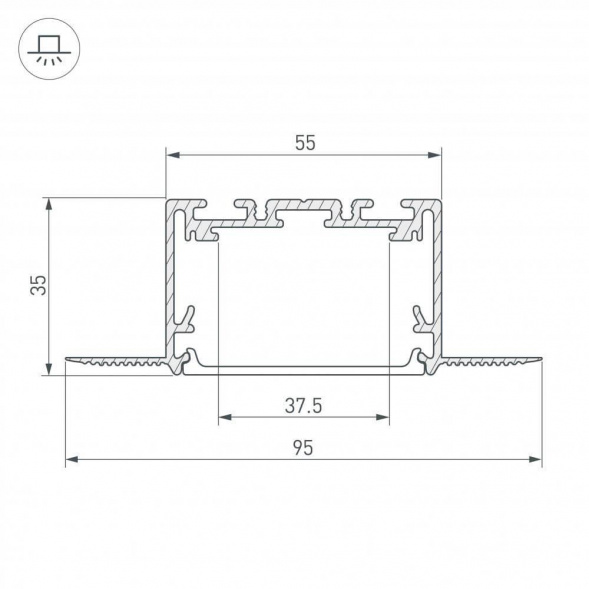 Профиль Arlight SL-Linia55-Fantom-2500 Seamless Anod 029507