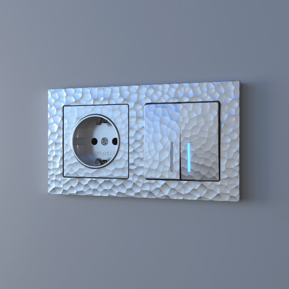 Выключатель Werkel Hammer двухклавишный проходной с подсветкой серебряный W1222106 4690389162633