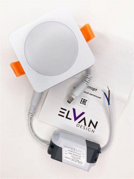 Встраиваемый светодиодный светильник Elvan VLS-109SQ-7W-NH-Wh