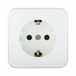 Розетка LK Studio открытой установки с заземляющими контактами и защитными шторками (белый) 813204