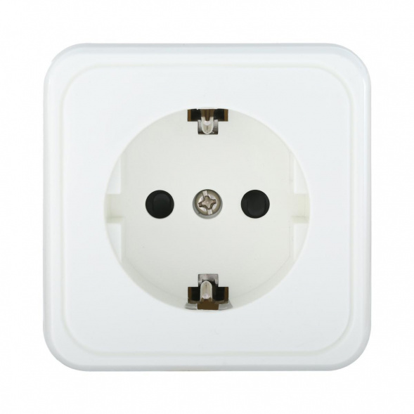 Розетка LK Studio открытой установки с заземляющими контактами и защитными шторками (белый) 813204